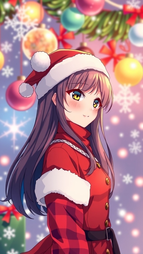 A festive profile picture of Sawako in a Christmas outfit, surrounded by holiday decorations and snowflakes.